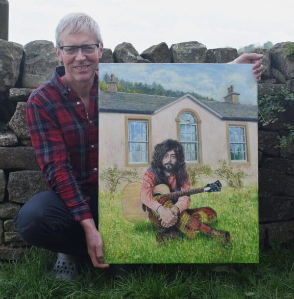 Original Painting: Jimmy Unplugged at Boleskine by Gordon Scott - Image 2