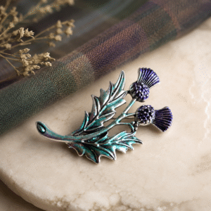 Hand-Painted Scottish Thistle Brooch