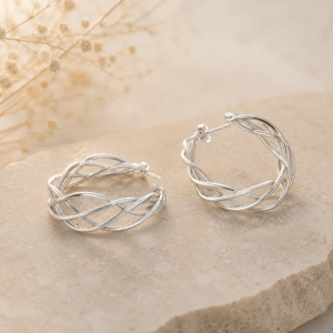 Silver Celtic Weave Hoop Earrings