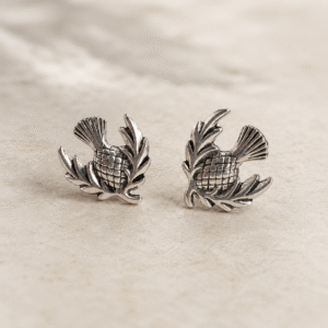 Silver Scottish Thistle Stud Earrings