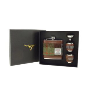 6oz Harris Tweed Hip Flask Gift Set in Gift Box